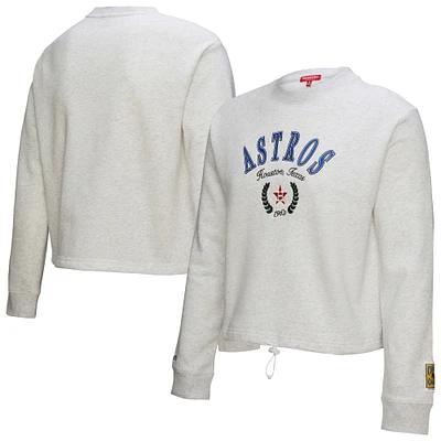 Sweat-shirt court à capuche gris chiné Mitchell & Ness pour femme des Astros de Houston