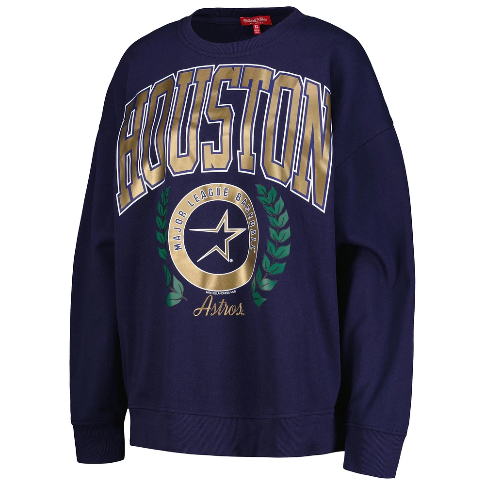 Women's Mitchell & Ness Navy Houston Astros Cooperstown Collection Logo Pullover Sweatshirt