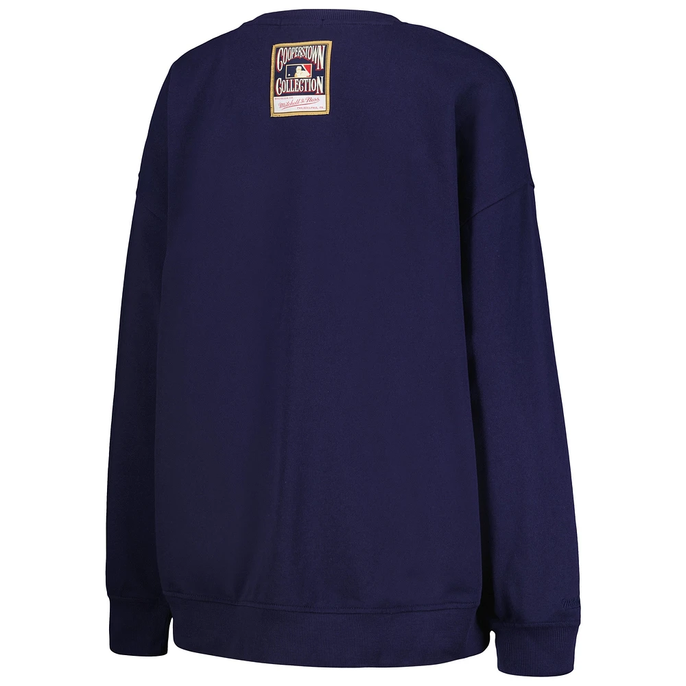 Women's Mitchell & Ness Navy Houston Astros Cooperstown Collection Logo Pullover Sweatshirt