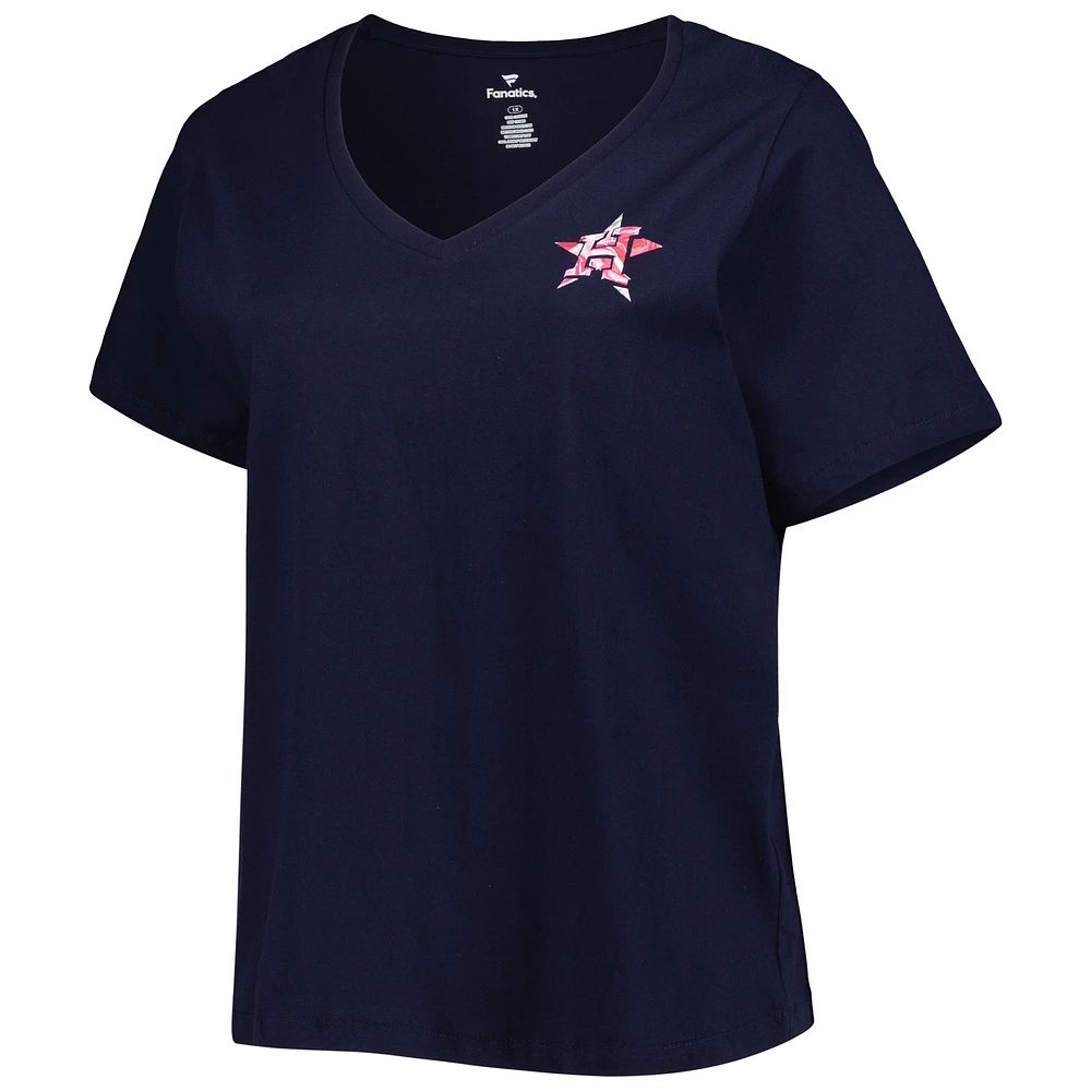 Women's Navy Houston Astros Mother's Day Plus Best Mom Ever V-Neck T-Shirt