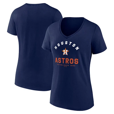 T-shirt col V bleu marine pour femme des Astros de Houston