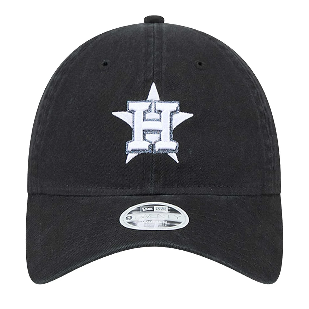 Women's New Era Black Houston Astros Glitz 9TWENTY Adjustable Hat