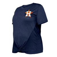 T-shirt pour femme New Era bleu marine Houston Astros taille plus avec nœud sur le devant