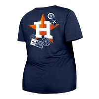 T-shirt pour femme New Era bleu marine Houston Astros taille plus avec nœud sur le devant
