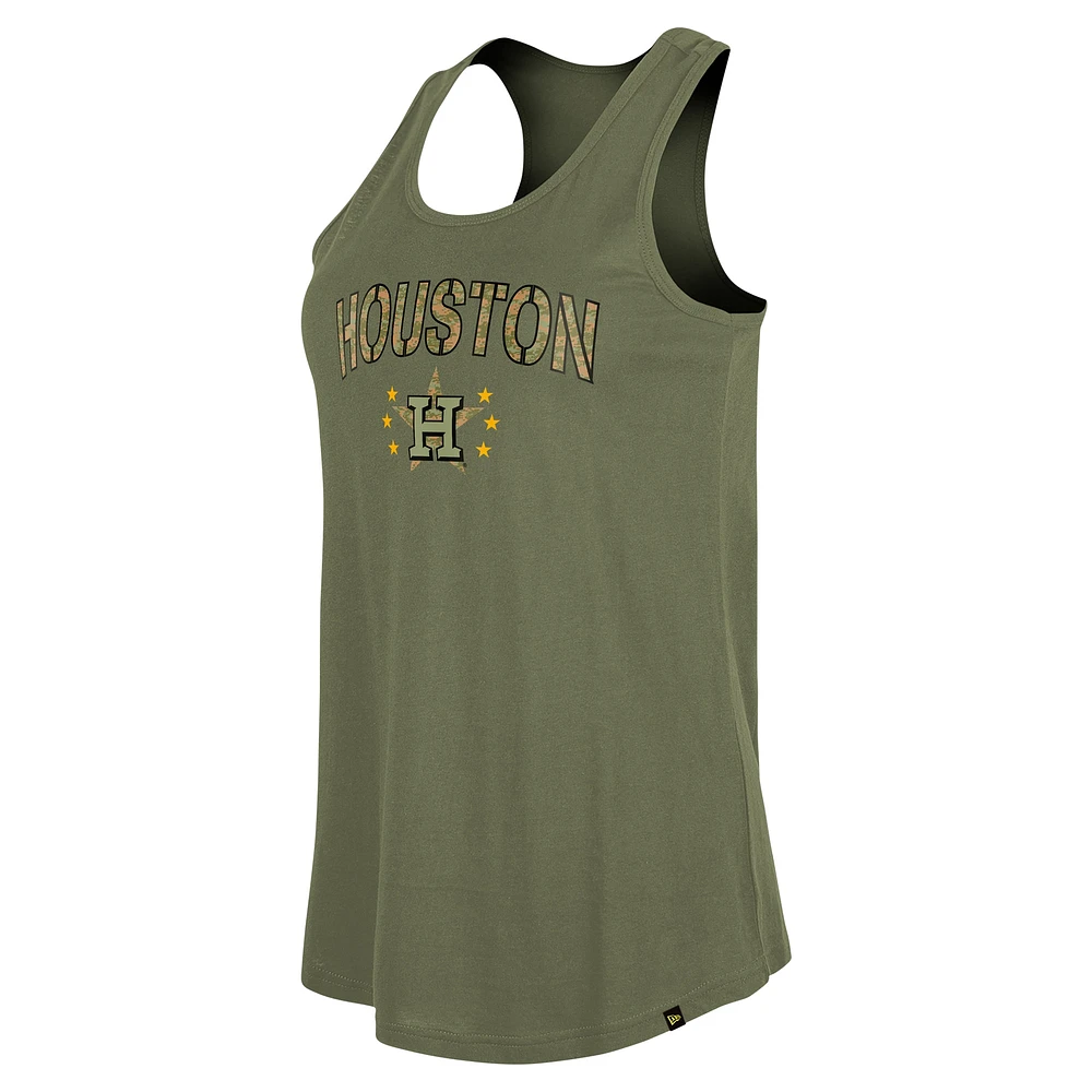 Débardeur New Era Olive Houston Astros Armed Forces Day pour femmes