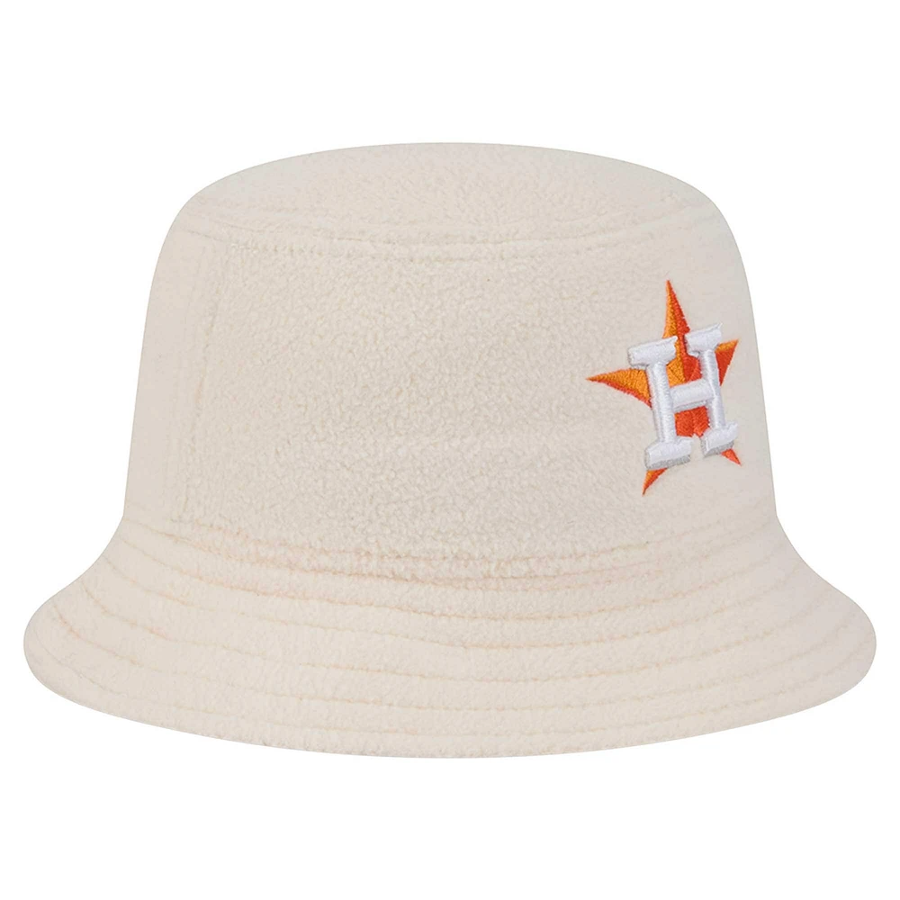 Women's New Era White Houston Astros Chrome Cozy Bucket Hat