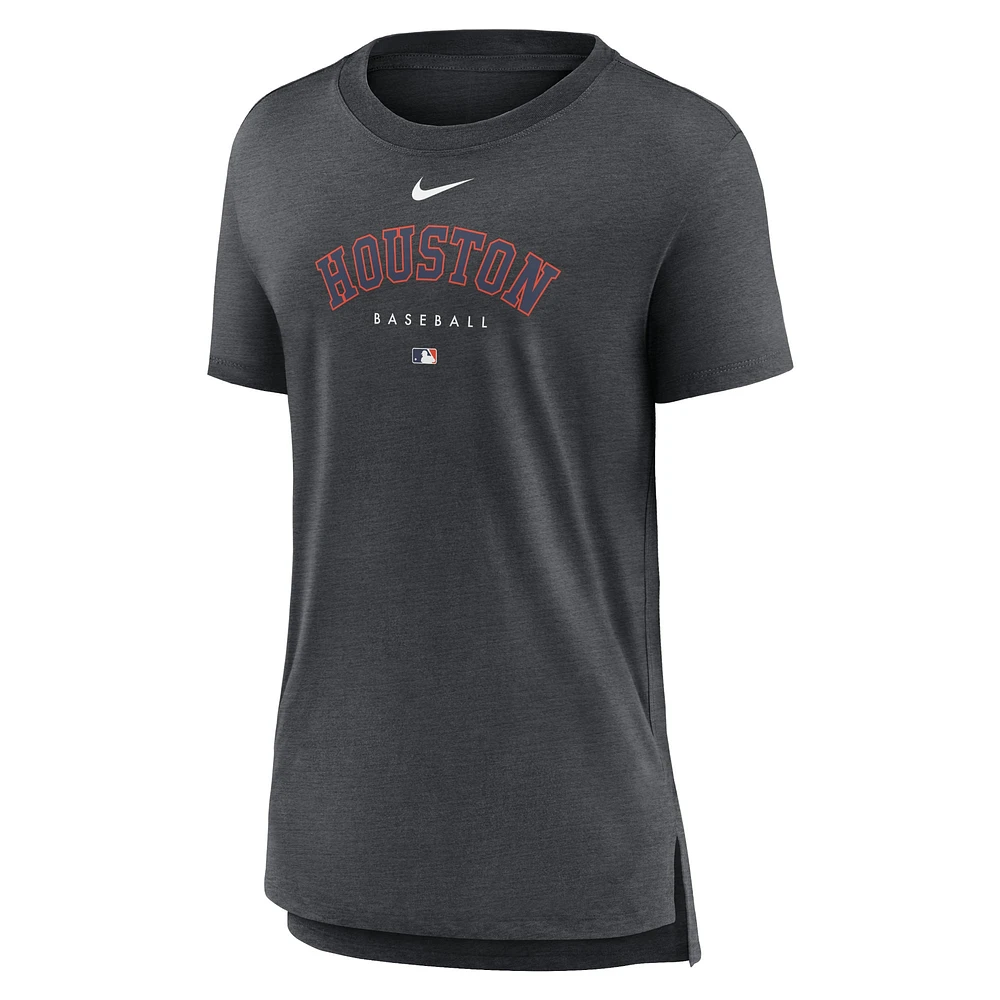 T-shirt à trois mélanges Nike Heather Charcoal Houston Astros Authentic Collection Early Work pour femme