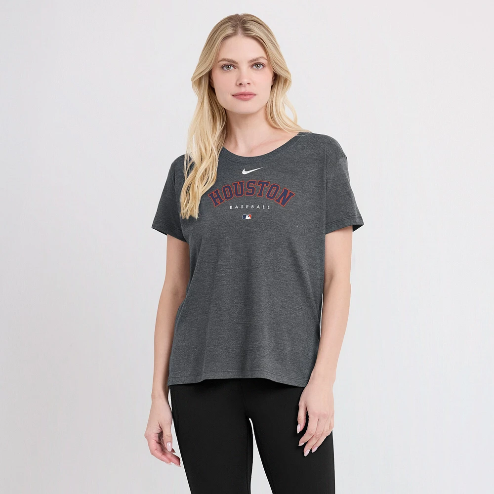 T-shirt à trois mélanges Nike Heather Charcoal Houston Astros Authentic Collection Early Work pour femme