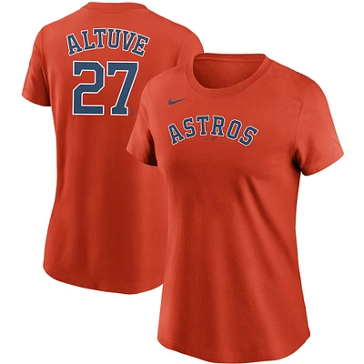 T-shirt avec nom et numéro des Astros de Houston Nike Jose Altuve orange pour femme