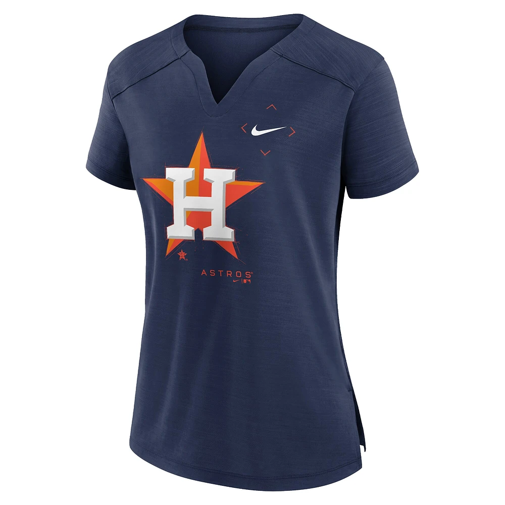 Women's Nike Navy Houston Astros Pure Pride Boxy Performance Notch Neck T-Shirt