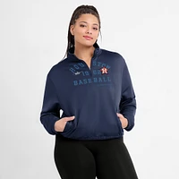 Women's Nike Navy Houston Astros Rewind Splice Half-Zip Semi-Cropped Bubble Hem Sweatshirt