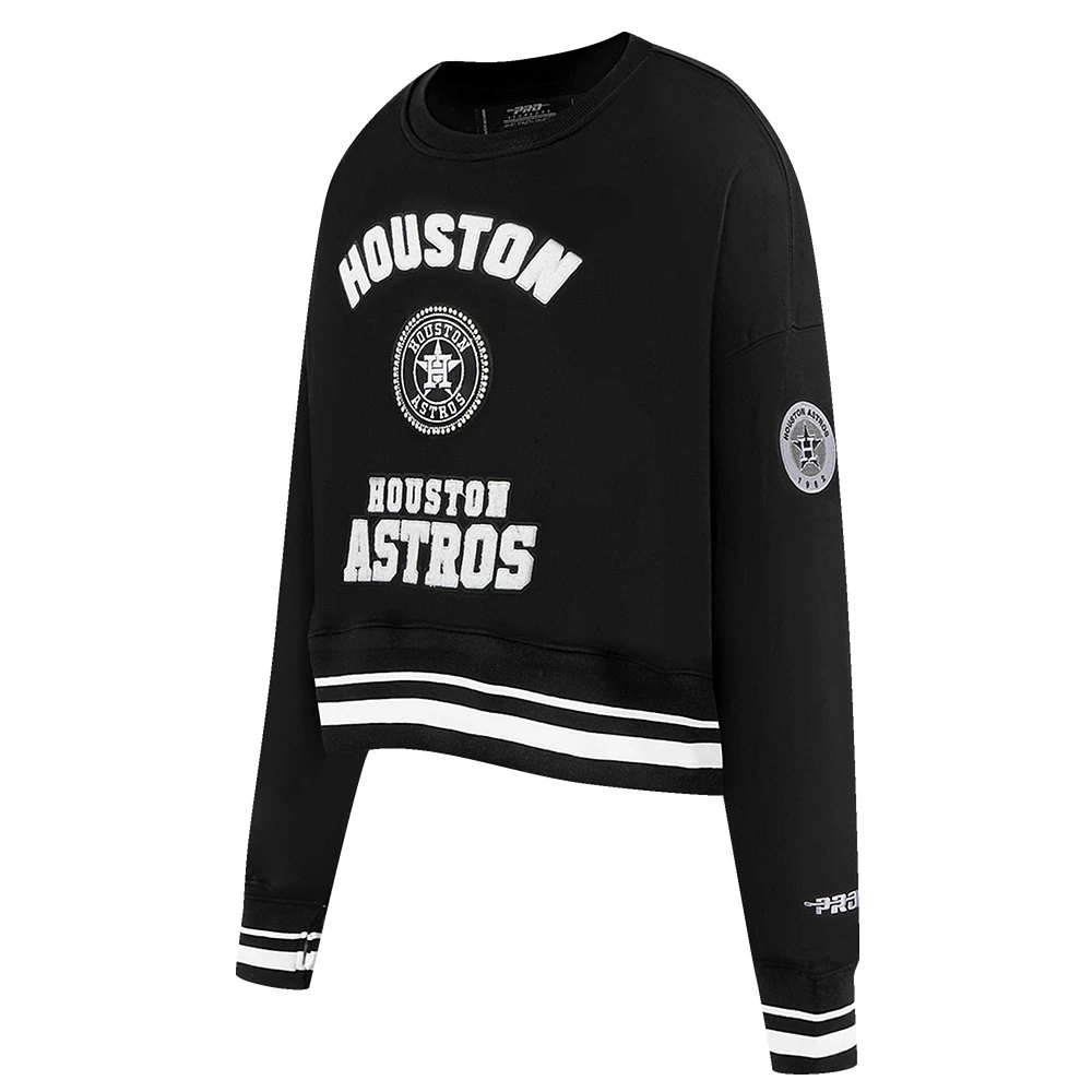 Women's Pro Standard Black Houston Astros Pearl Cropped Pullover Sweatshirt