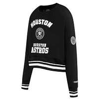 Women's Pro Standard Black Houston Astros Pearl Cropped Pullover Sweatshirt