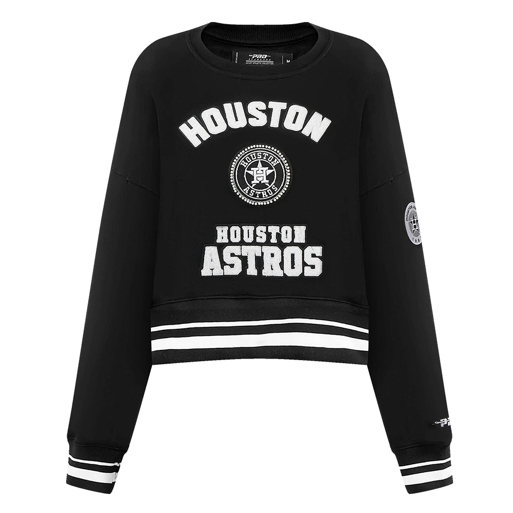 Women's Pro Standard Black Houston Astros Pearl Cropped Pullover Sweatshirt