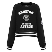 Women's Pro Standard Black Houston Astros Pearl Cropped Pullover Sweatshirt