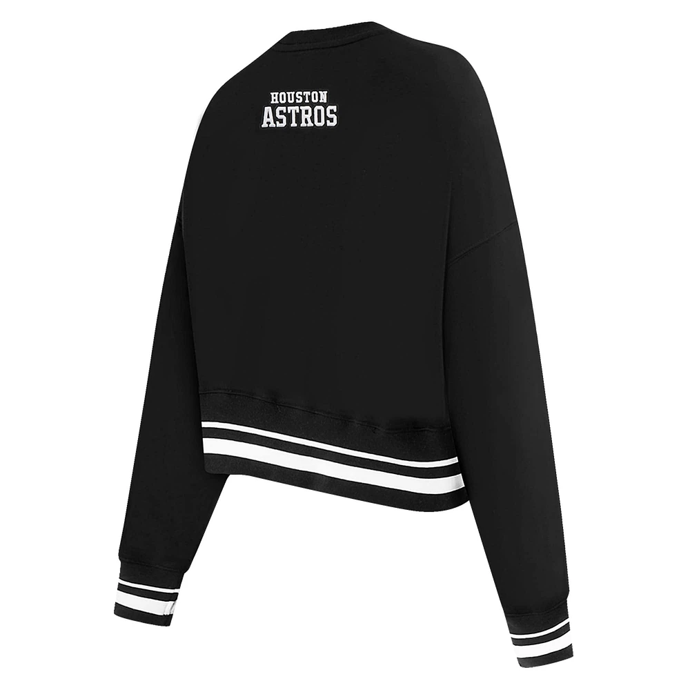 Women's Pro Standard Black Houston Astros Pearl Cropped Pullover Sweatshirt