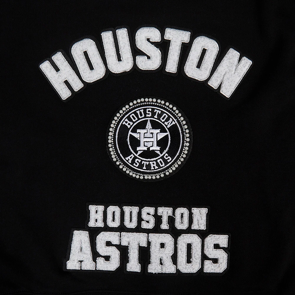 Women's Pro Standard Black Houston Astros Pearl Cropped Pullover Sweatshirt