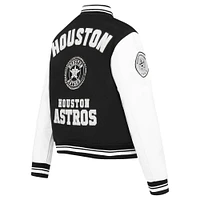 Veste universitaire entièrement zippée en laine côtelée Pro Standard pour femme Houston Astros Pearls Black