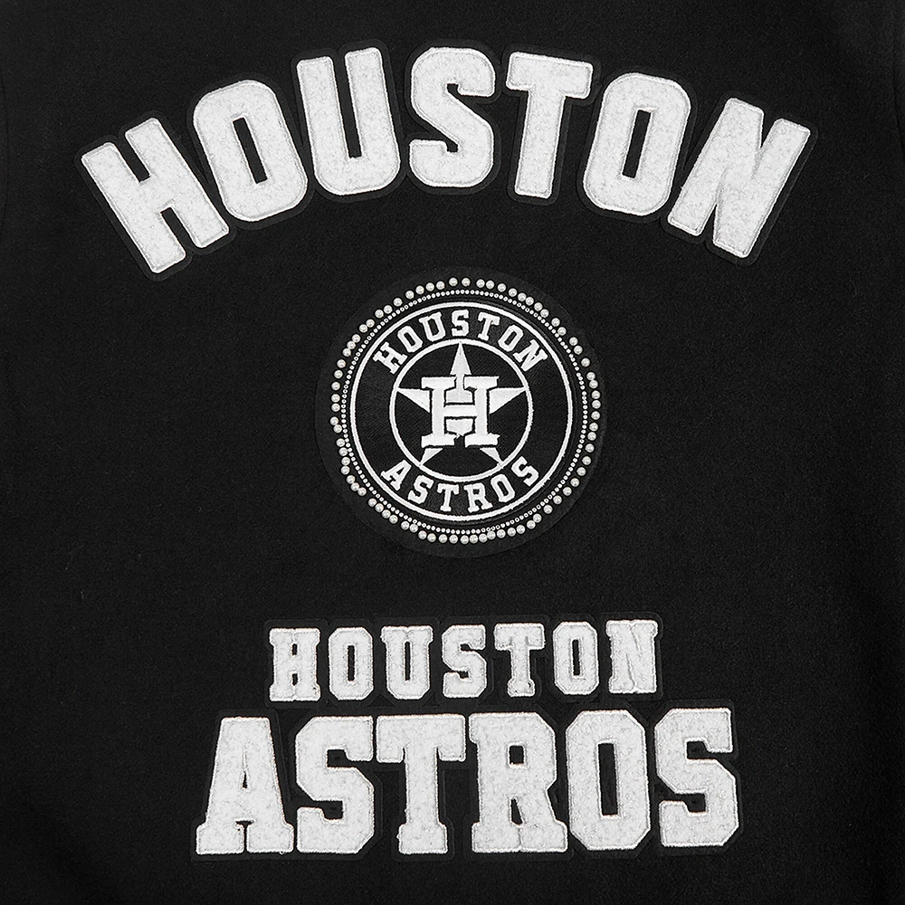 Veste universitaire entièrement zippée en laine côtelée Pro Standard pour femme Houston Astros Pearls Black