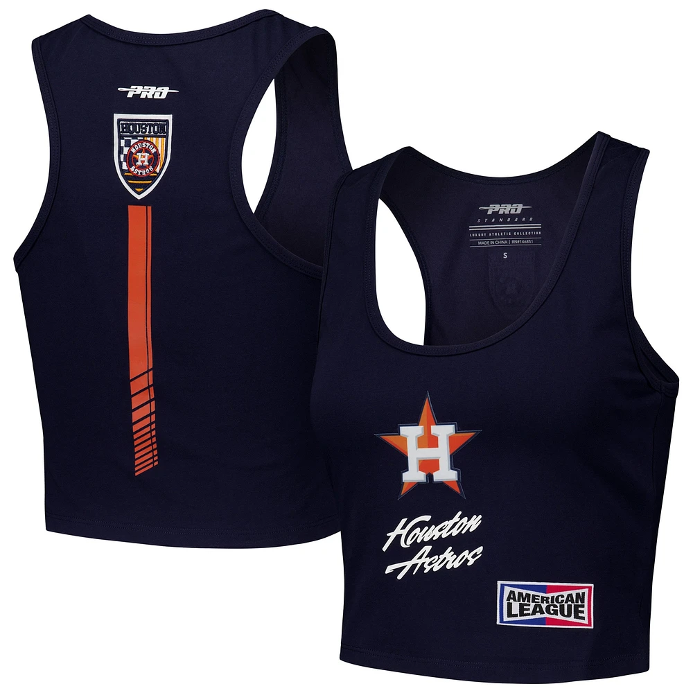 Débardeur court ajusté en trois mélanges Pro Standard pour femmes, bleu marine, Houston Astros Fast Lane