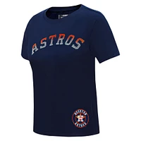 Women's Pro Standard  Navy Houston Astros Rhinestone Slim Fit T-Shirt