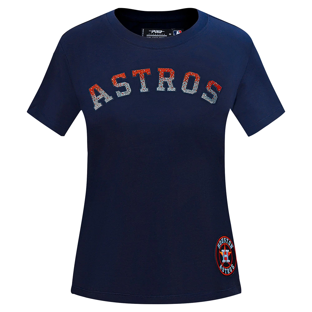 Women's Pro Standard  Navy Houston Astros Rhinestone Slim Fit T-Shirt