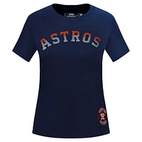 Women's Pro Standard  Navy Houston Astros Rhinestone Slim Fit T-Shirt