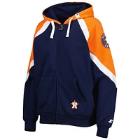 Women's Starter Navy/Orange Houston Astros Hail Mary Full-Zip Hoodie