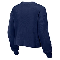 Women's WEAR by Erin Andrews Navy Houston Astros Waffle Knit Long Sleeve T-Shirt & Shorts Lounge Set