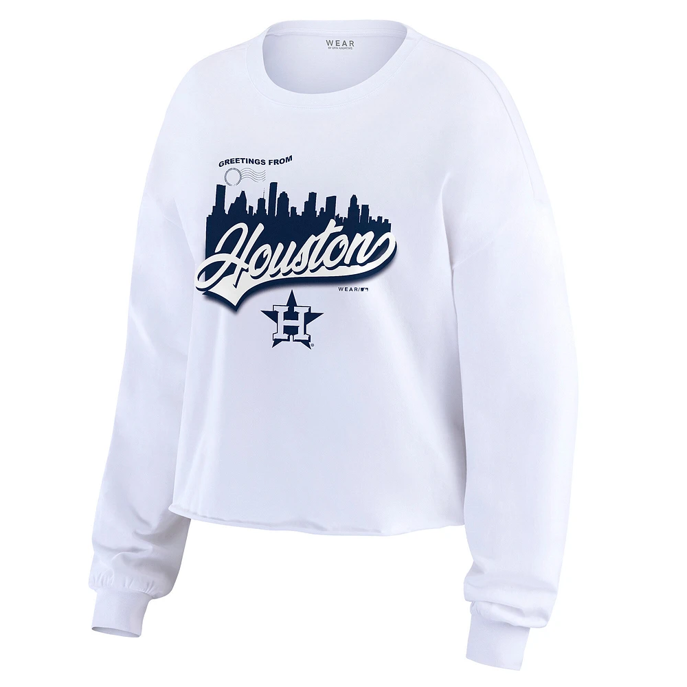 Women's WEAR by Erin Andrews White Houston Astros Domestic Postcard Long Sleeve T-Shirt