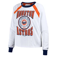 Women's WEAR by Erin Andrews White Houston Astros Raglan Long Sleeve T-Shirt