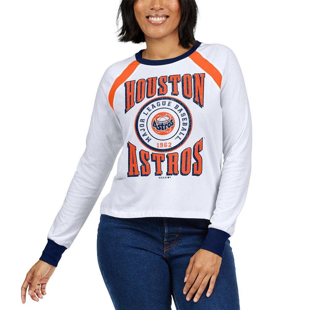 Women's WEAR by Erin Andrews White Houston Astros Raglan Long Sleeve T-Shirt