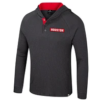 Men's Colosseum  Charcoal Houston Cougars Dujour Ralgan Long Sleeve Henley Hoodie T-Shirt