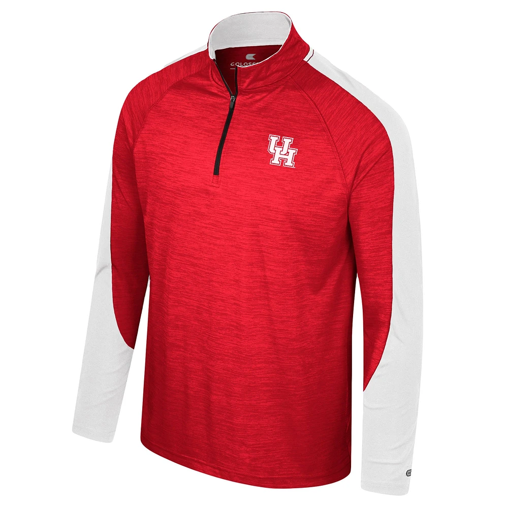 Men's Colosseum Red Houston Cougars Langmore Raglan Quarter-Zip Top