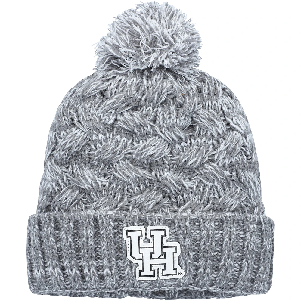 Bonnet en tricot à revers arctique des Houston Cougars pour femme Top of the World gris chiné avec pompon