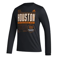 Men's adidas Black Houston Dynamo FC Club DNA Long Sleeve AEROREADY T-Shirt