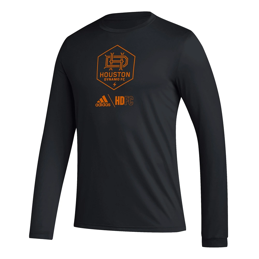Men's adidas Black Houston Dynamo FC Icon AEROREADY Long Sleeve T-Shirt