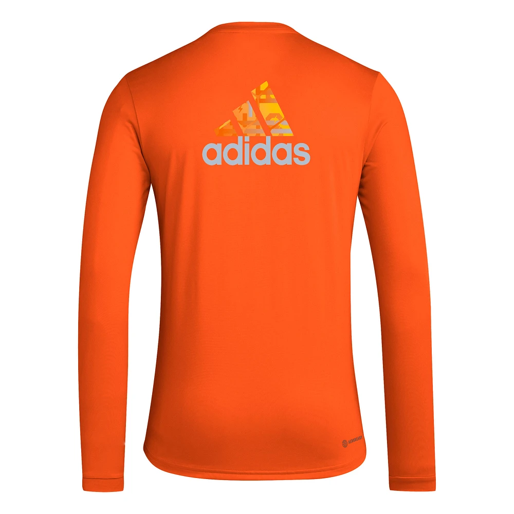 Men's adidas Orange Houston Dynamo FC Local Pop AEROREADY Long Sleeve T-Shirt