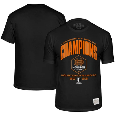 T-shirt noir des champions de la coupe ouverte américaine Houston Dynamo FC 2023 Lamar Hunt marque rétro originale pour jeunes