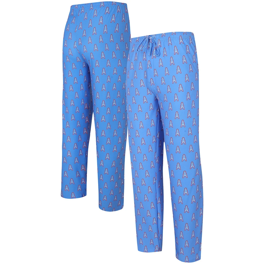 Men's Concepts Sport Light Blue Houston Oilers Gauge Throwback Allover Print Knit Pants