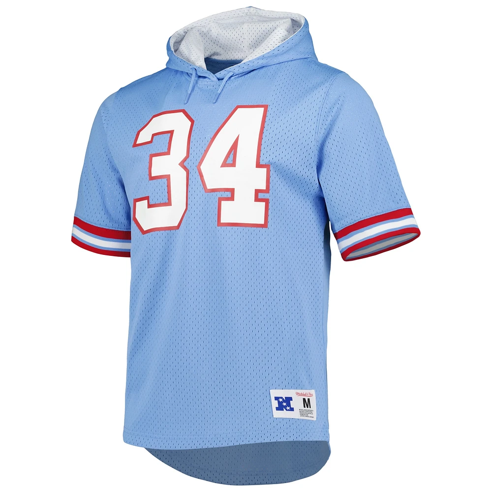 Men's Mitchell & Ness Earl Campbell Light Blue Houston Oilers Retired Player Mesh Name Number Hoodie T-Shirt