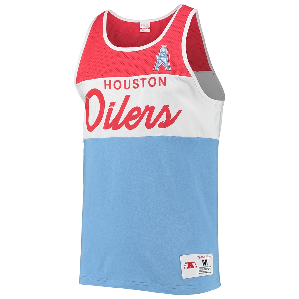 Men's Mitchell & Ness Light Blue Houston Oilers Gridiron Classics Team Tank Top