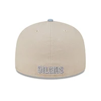 Men's New Era Stone/Light Blue Houston Oilers City Originals Lifestyle Two-Tone 59FIFTY Fitted Hat