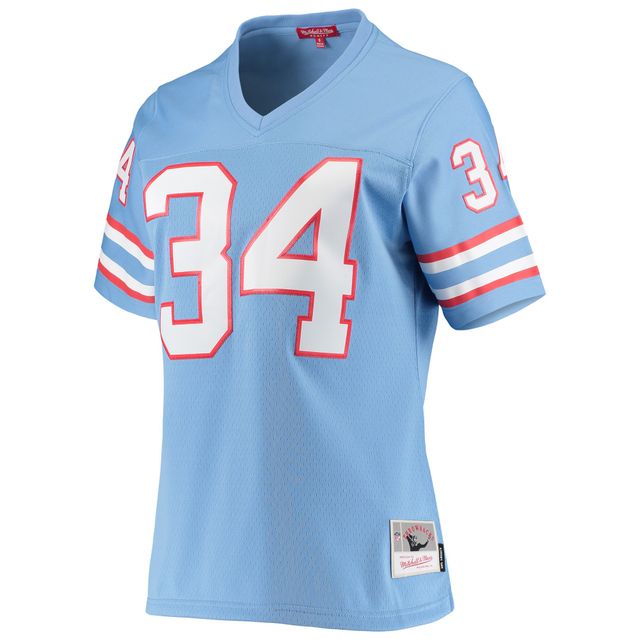 Maillot Mitchell & Ness Earl Campbell bleu clair Houston Oilers 1980 Legacy Replica pour femme