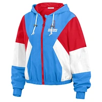 Women's WEAR by Erin Andrews Light Blue/Red Houston Oilers Color Block Full-Zip Windbreaker Jacket