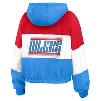 Women's WEAR by Erin Andrews Light Blue/Red Houston Oilers Color Block Full-Zip Windbreaker Jacket