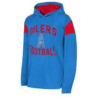 Youth Light Blue Houston Oilers The Champ is Here Retro Long Sleeve Hoodie T-Shirt