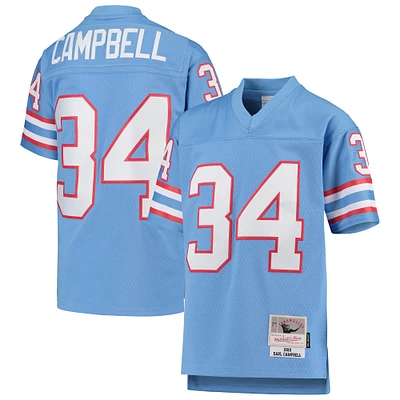 Maillot de joueur retraité Mitchell & Ness Earl Campbell bleu clair Houston Oilers 1980 Gridiron Classic Legacy
