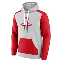 Men's Fanatics Gray/Red Houston Rockets Arctic Colorblock Pullover Hoodie