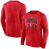 T-shirt à manches longues Fanatics Heather Red Houston Rockets Front Court Press Snow Wash pour hommes